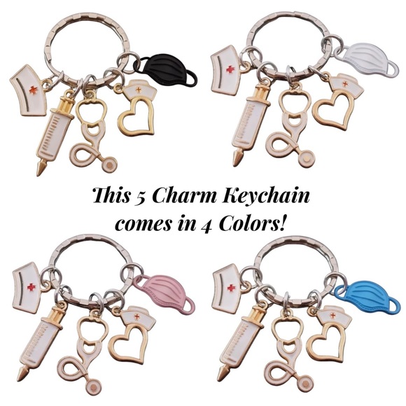 Nurses Keychain with Stethoscope, Nurses Cap & Pink Face Mask - Picture 16 of 16